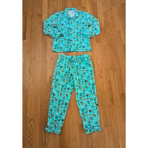 Disney Mickey And Friends Women's Teal All-Over Print Pajamas - Picture 1 of 4
